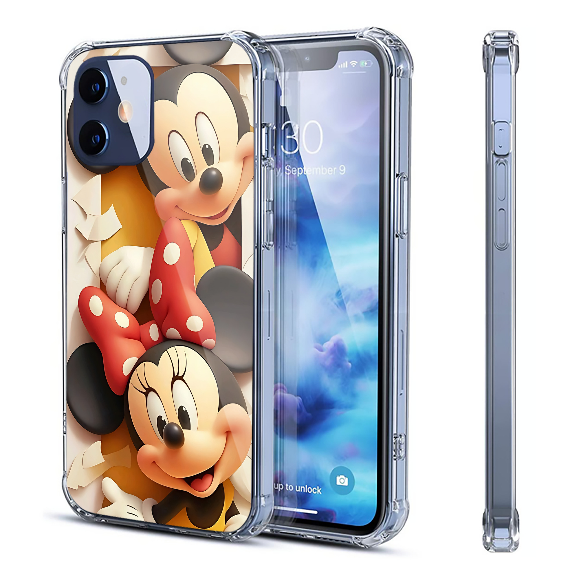 （画像用） ミッキーマウス Mickey Mouse 【iPhone 12シリーズ対応】透明スマホケース（クリアソフトケース）